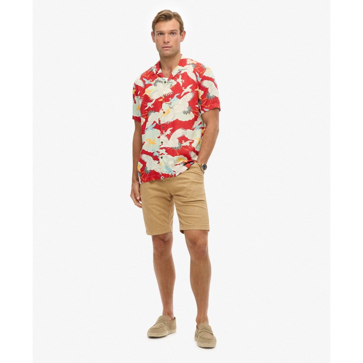The Merchant Store - Chemise hawaïenne rouge tsuru, SUPERDRY