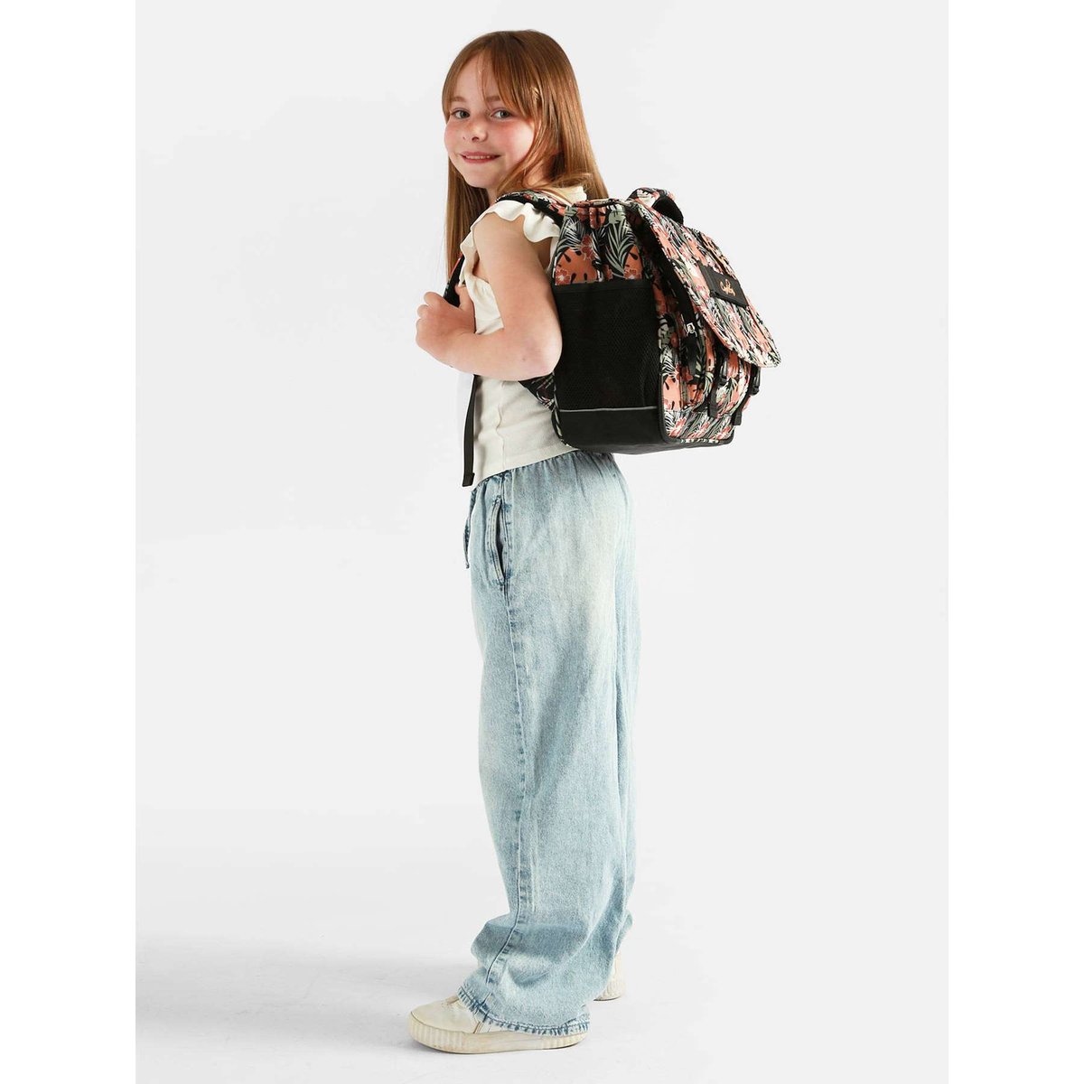 Cartable 2 compartiments coral hibiscus, CAMELEON