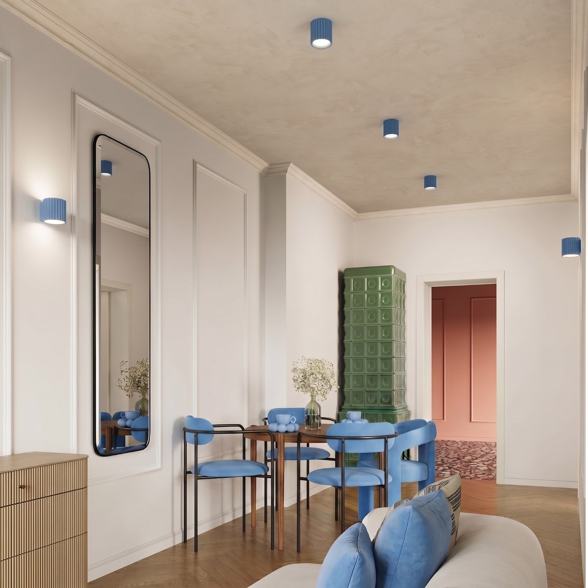 Plafonnier Aluminium Bleu GU10 1 AURA bleu, EDEN