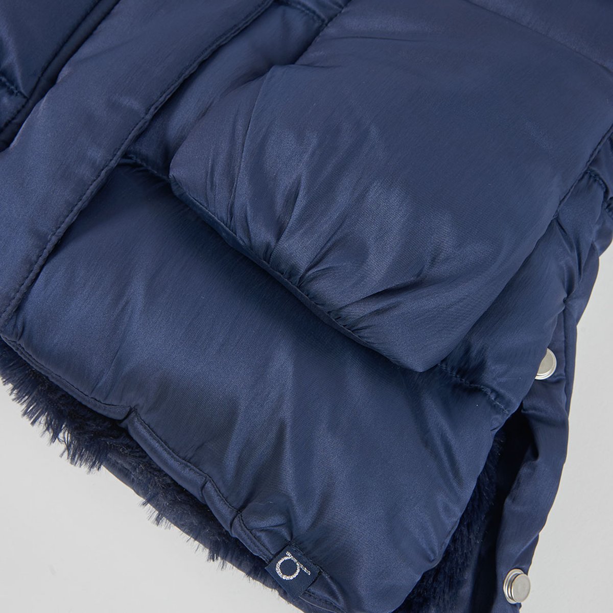 Doudoune sans manches fille avec capuche bleu, BOBOLI