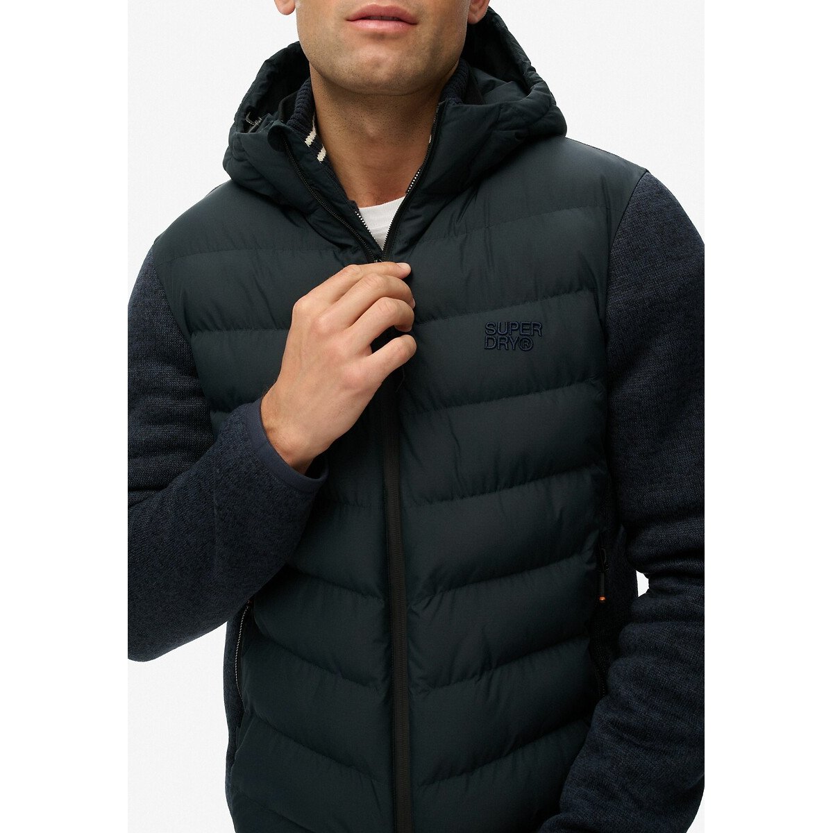 Veste hybride doudoune bleu marine, SUPERDRY