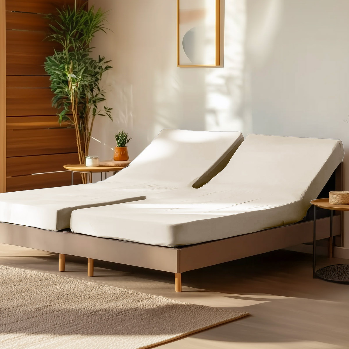 Drap housse en percale de coton pour lit articulé SOFT PERCALE ecru, SENSEI MAISON