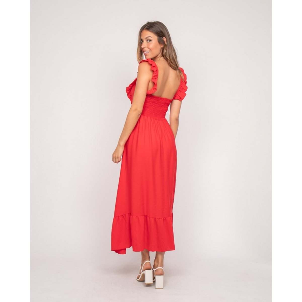 Robe Longues à Bretelles Iparme rouge, DONA LISA