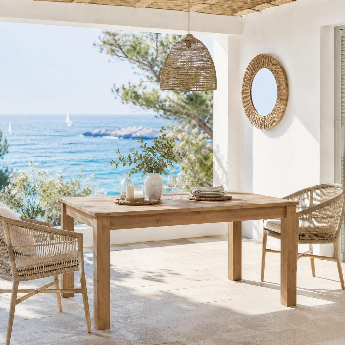 Table extensible 6/8 places style campagne VENZA chêne, PIER IMPORT