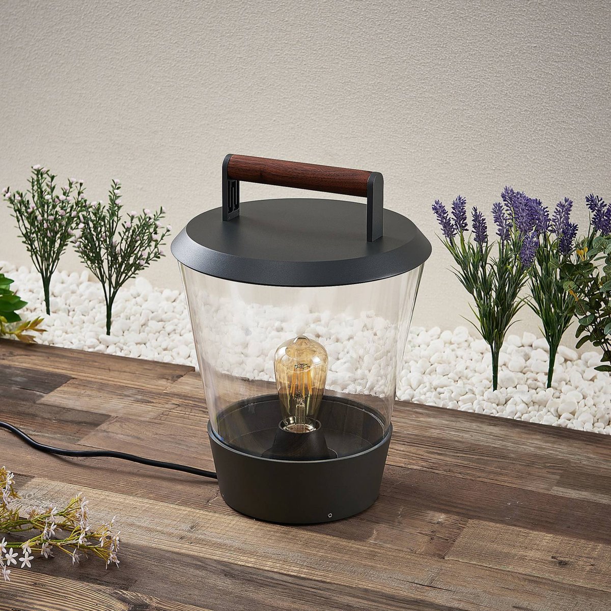 Luminaire de terrasse en aluminium moderne anthracite, transparent, LUCANDE