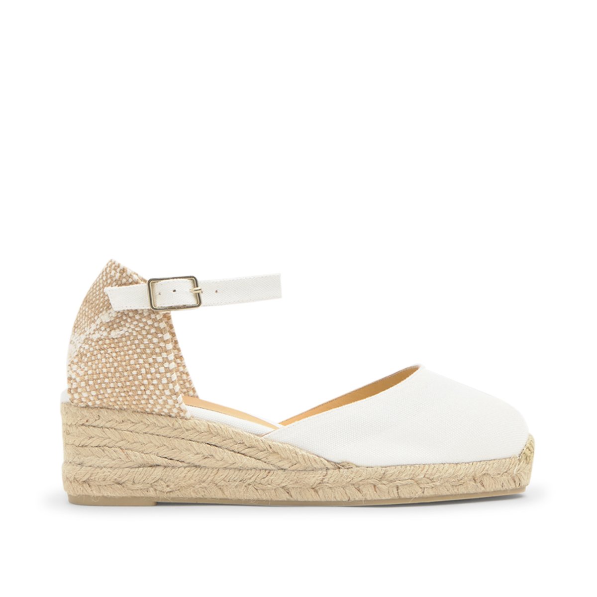 Espadrilles compensées à bride cheville et talon tressé CAROL PLATFORM blanc, CASTANER