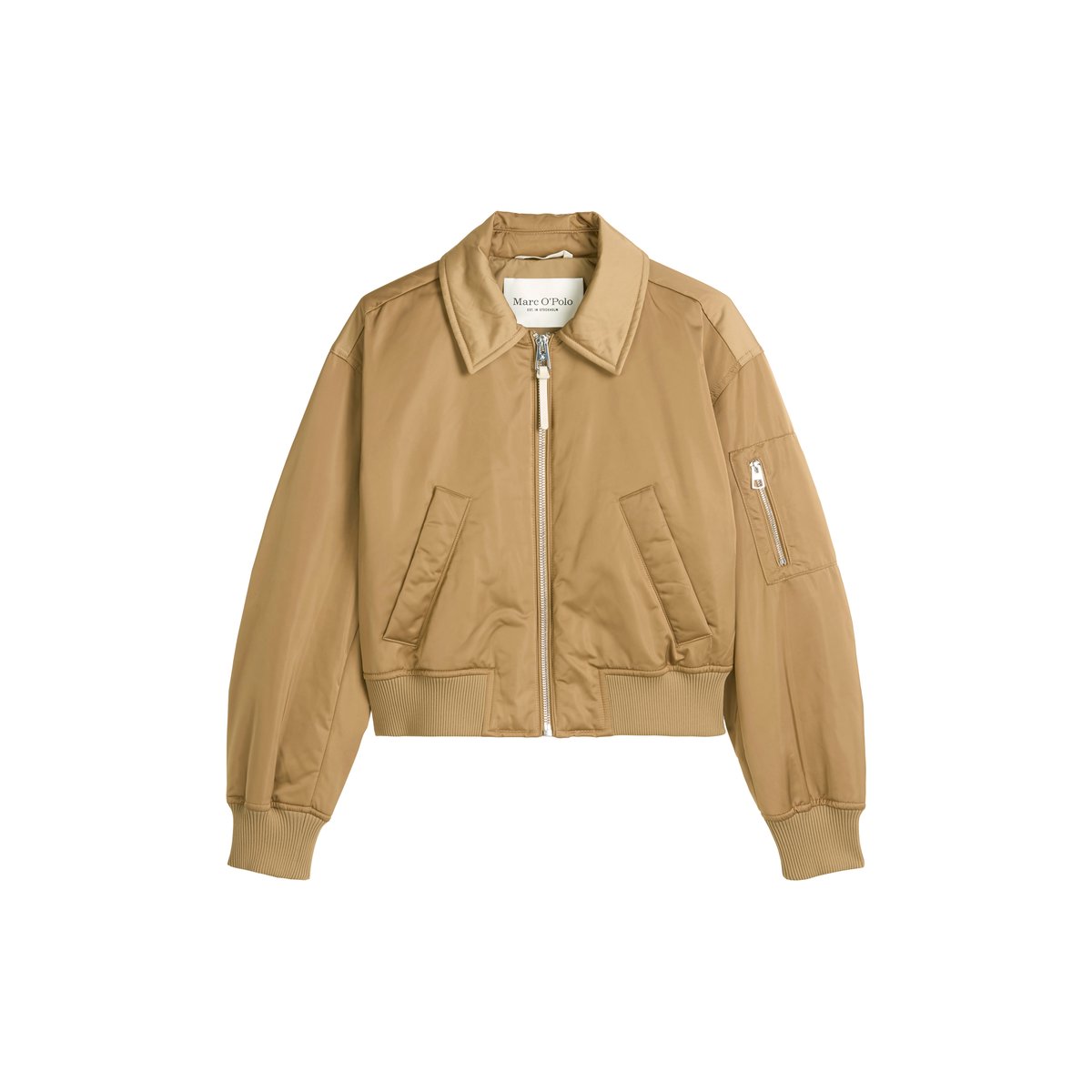 Blouson style aviateur regular en sergé de polyester recyclé beige, MARC O'POLO