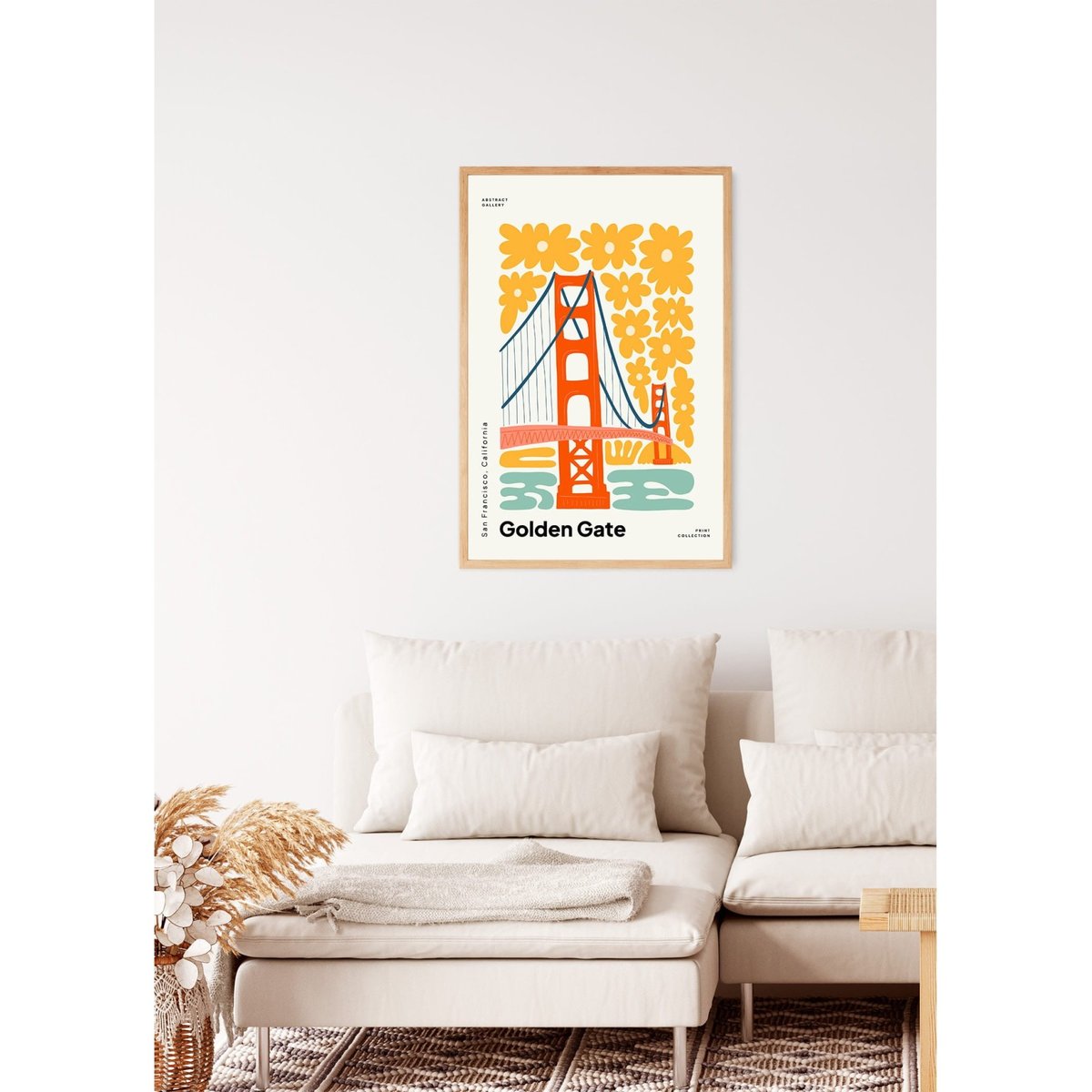 Affiche San Francisco 4 Golden Gate blanc, L'AFFICHERIE