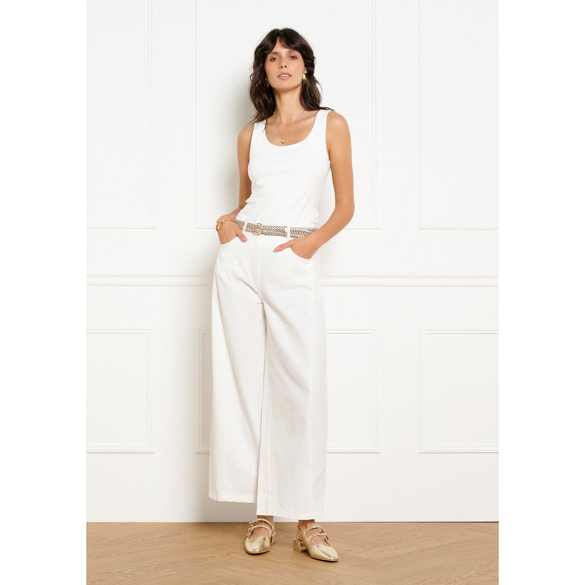 Pantalon barrel structuré blanc, LOLALIZA