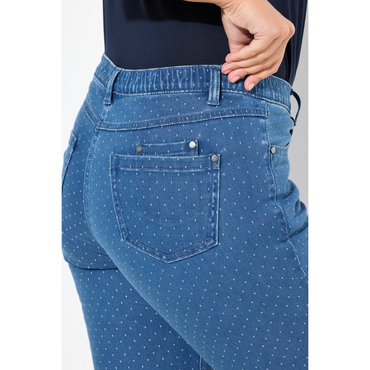 Jean Sarah motif petit points bleu jean, ULLA POPKEN