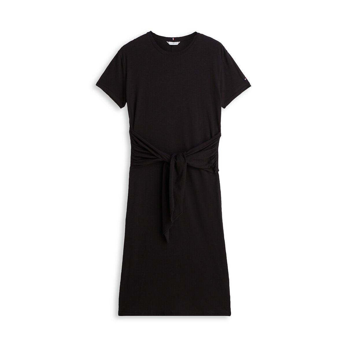 Robe T-shirt au genou manches courtes nouée noir, TOMMY HILFIGER