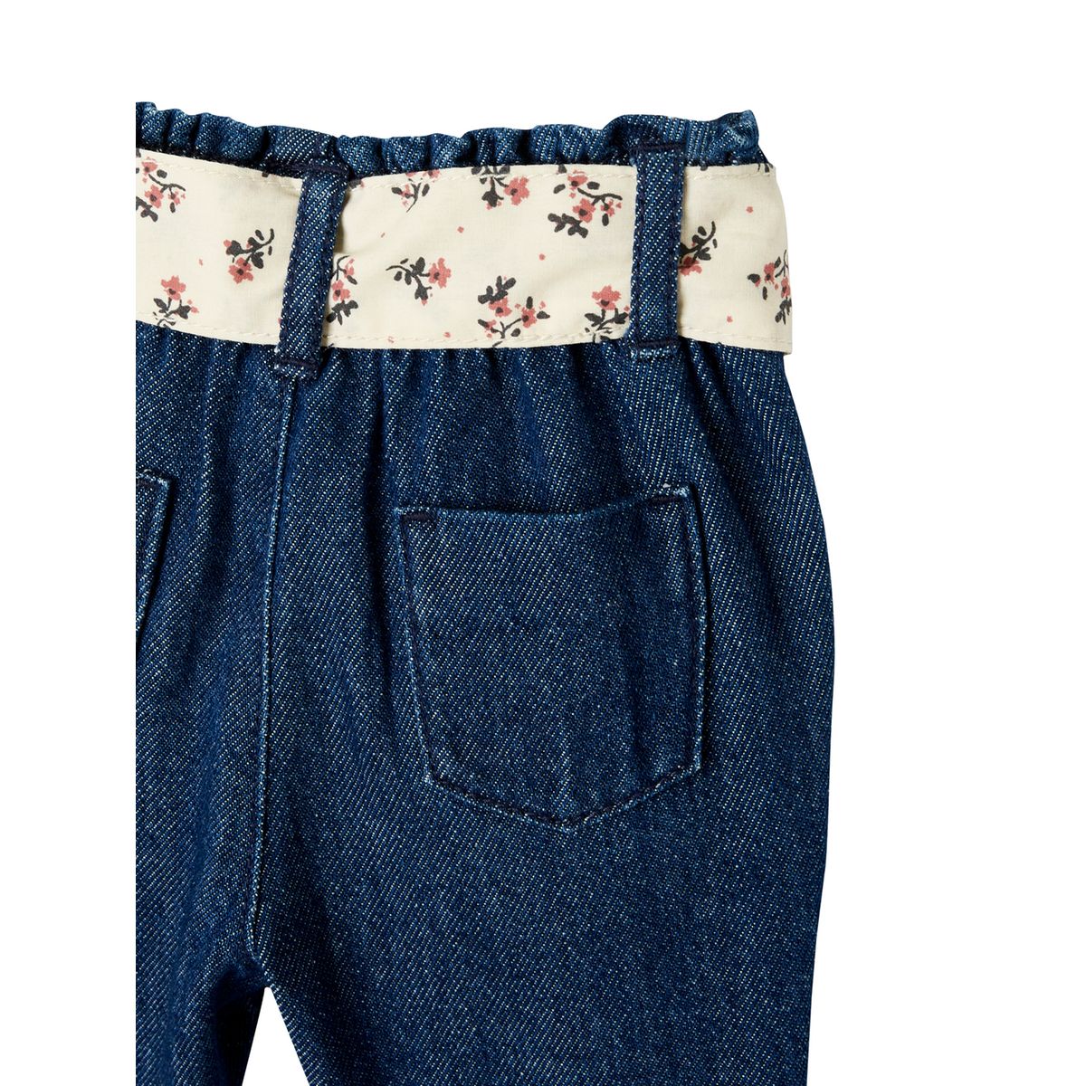 Jean avec ceinture en tissu denim brut, VERTBAUDET