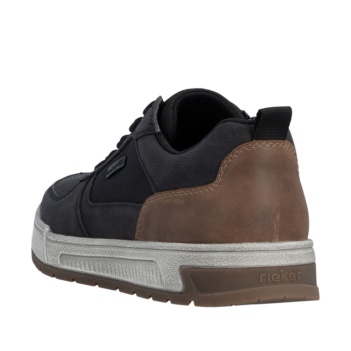 Sneakers noires à talon plat pourvues de lacets et d'un zip latéral noir, RIEKER