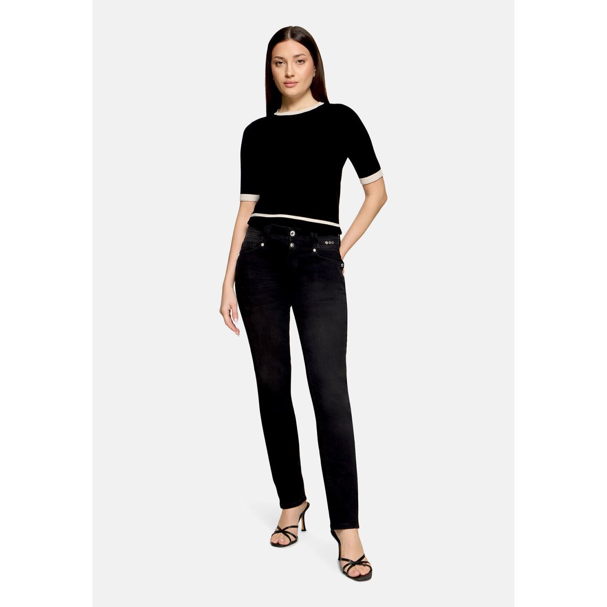 Pantalon Boyfriend à rivets black denim, BETTY BARCLAY