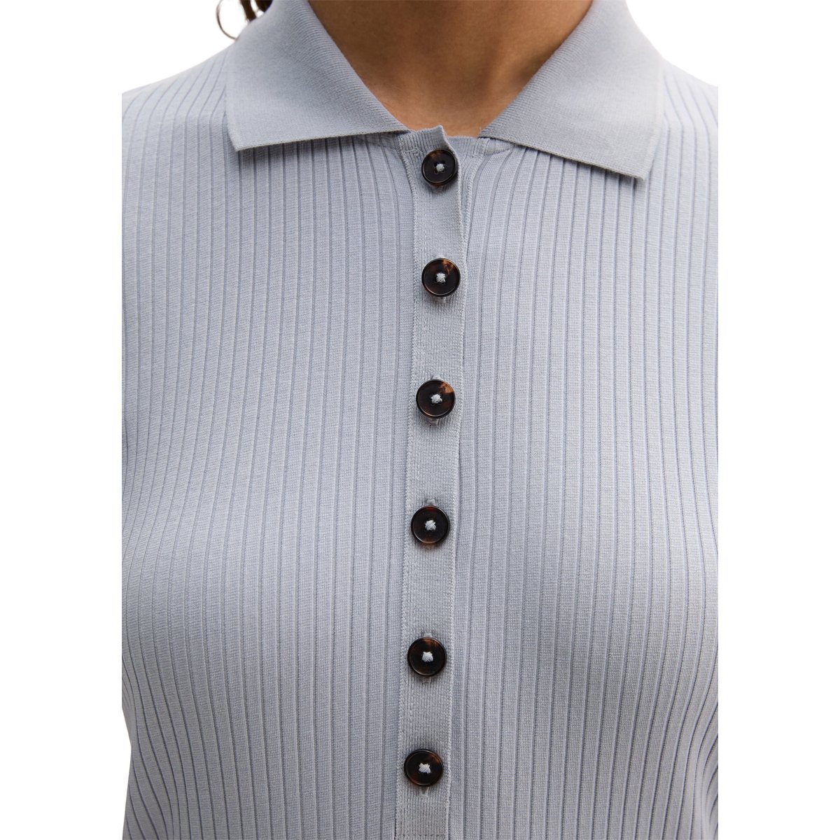 Polo à côtes slim avec TENCEL™ Modal gris, MARC O'POLO