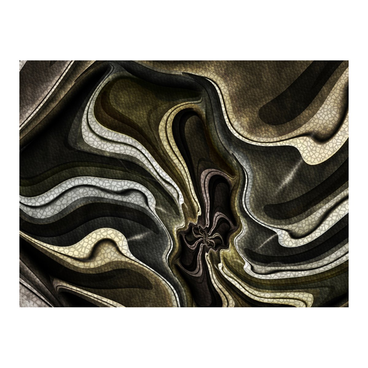 Papier peint intissé panoramique Abstractions Green and brown textured fractal multicouleur, EDEN
