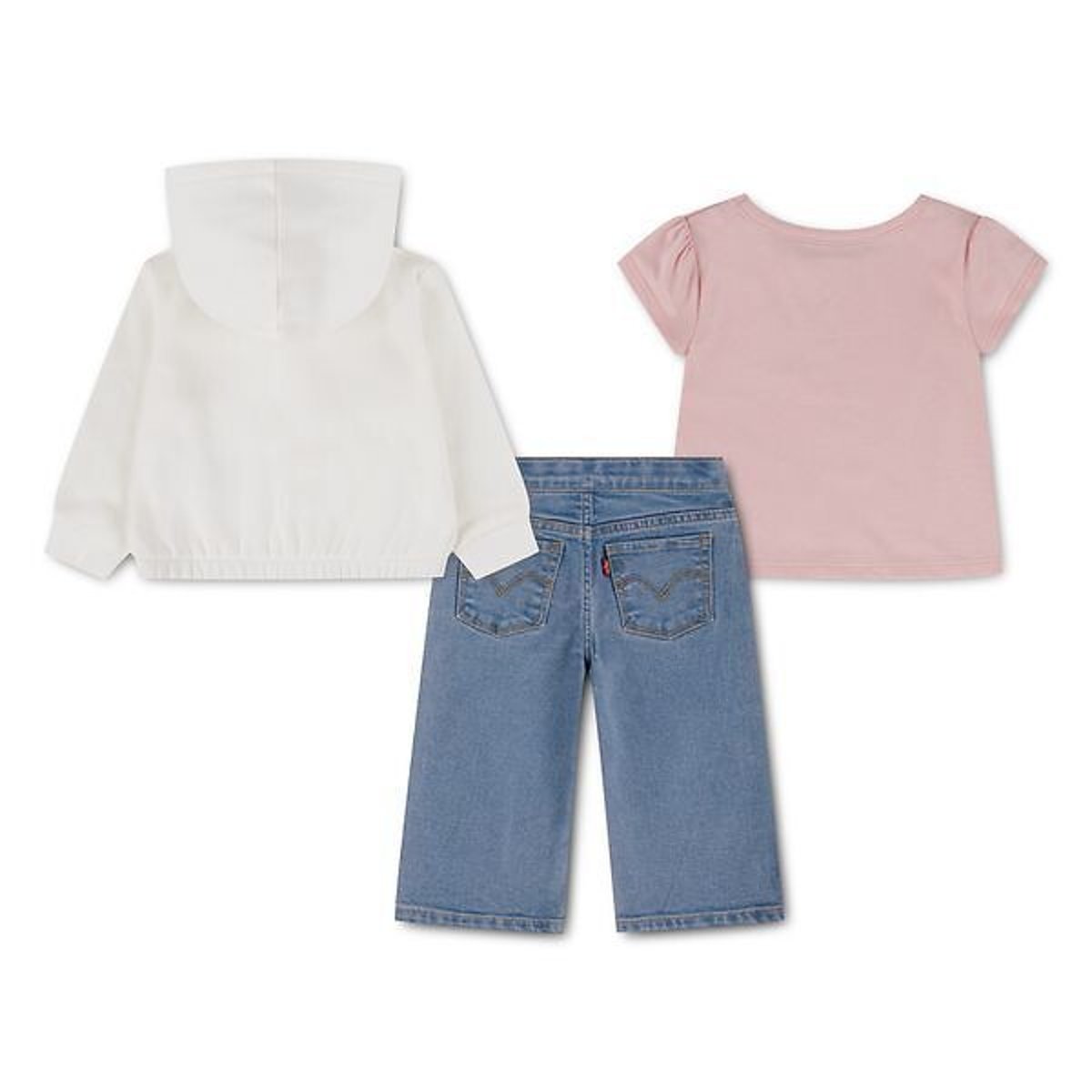 Set composto da felpa con cappuccio e cerniera, maglietta a maniche corte e jeans multicolore, LEVI'S KIDS