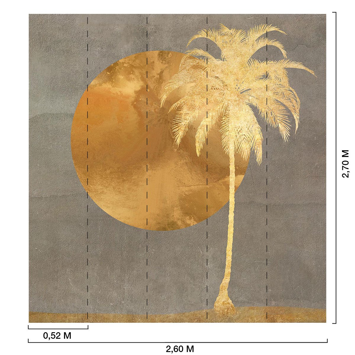 Papier peint graphique cocotier dore intissé, HEXOA