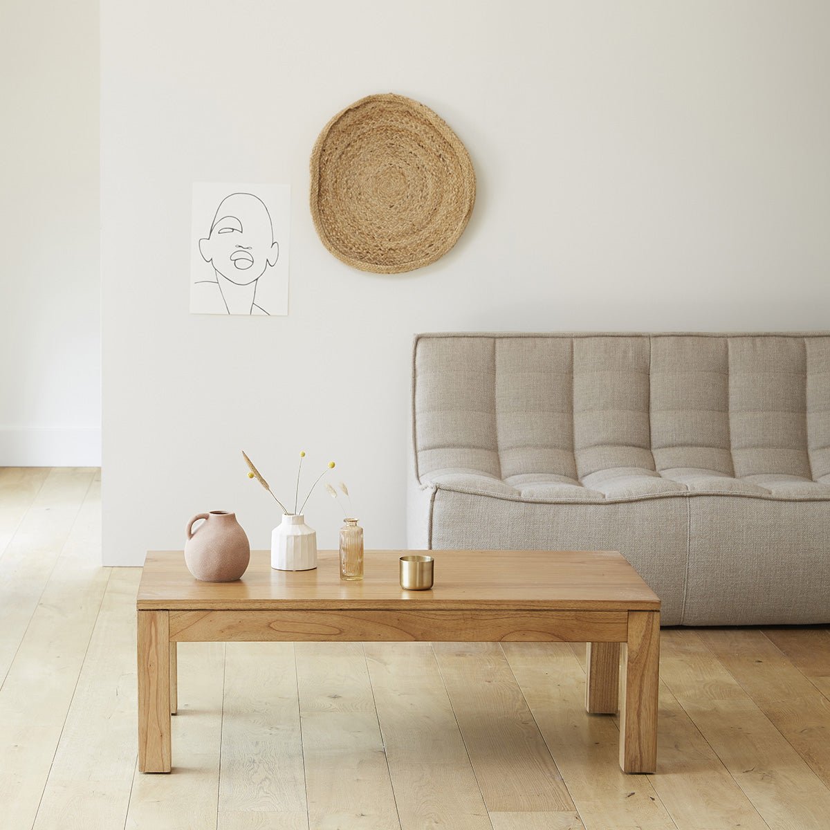 Table basse en bois massif 110 cm  TILO naturel, BERAH GETAH