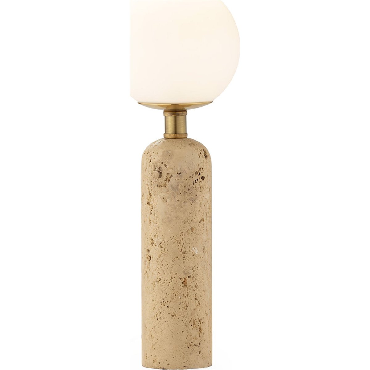 Lampe de table en marbre travertin et verre beige travertin doré et blanc opalin, RECOLLECTION