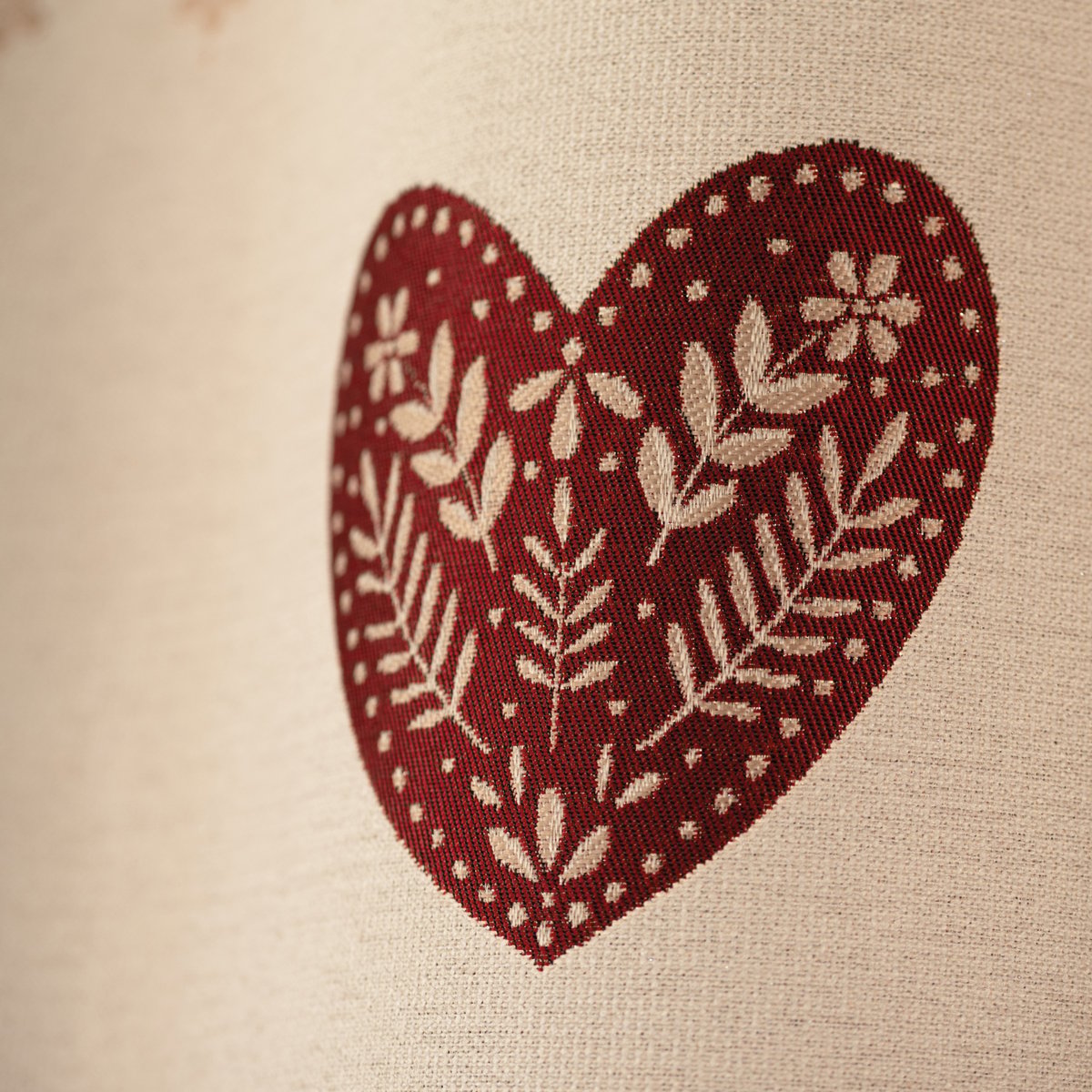 Rideau jacquard à œillets avec haut vichy et motifs cœurs - QABANE rouge, HOME MAISON