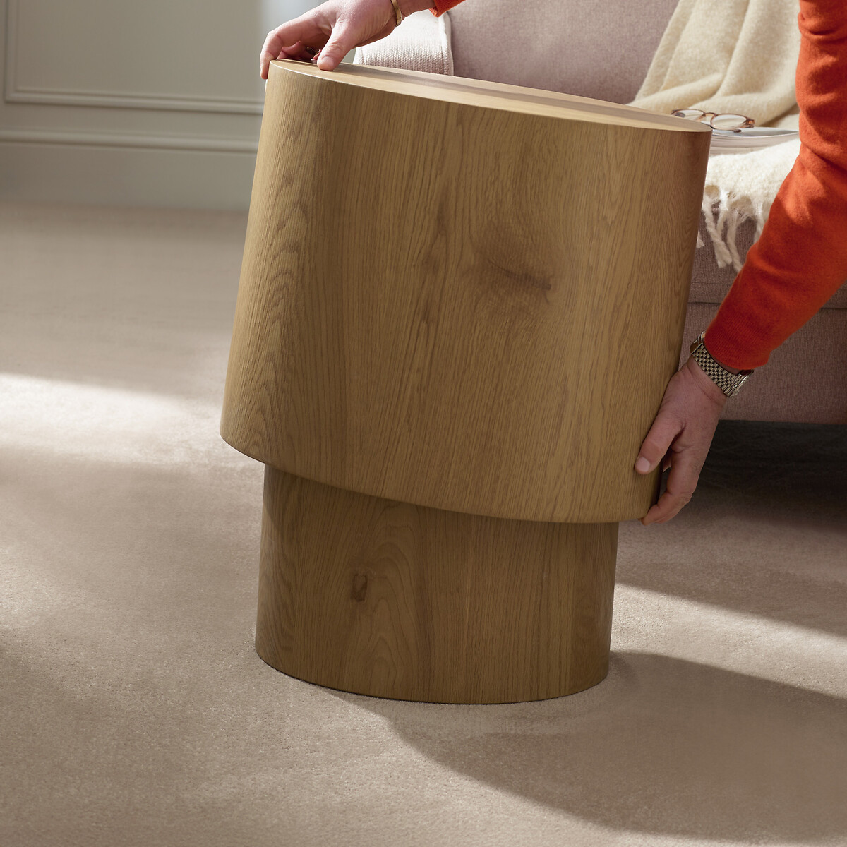 Set of 2 Taryn Oval Nesting Side Tables light oak, SO'HOME