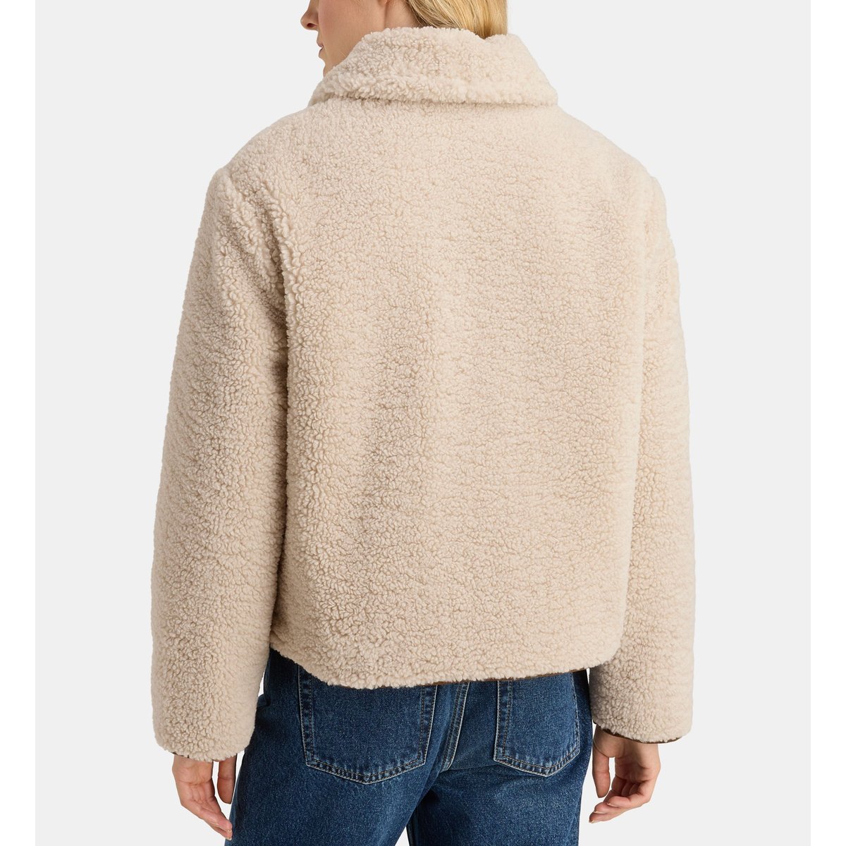 Blouson droit réversible effet sherpa écru, GALERIES LAFAYETTE