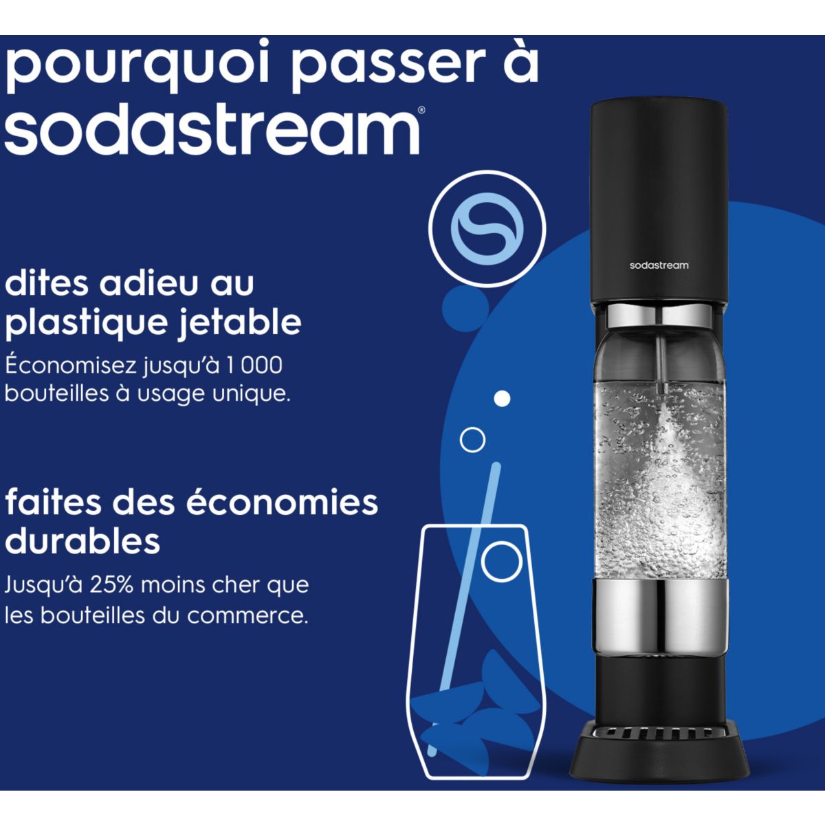 Machine à soda ENSO noire couleur unique, SODASTREAM