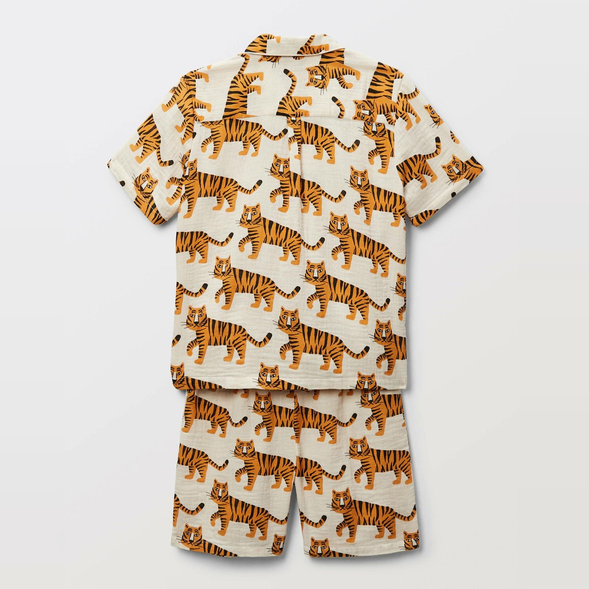 Pyjama chemise short imprimé en gaze de coton BIO GOTS naturel, MONOPRIX