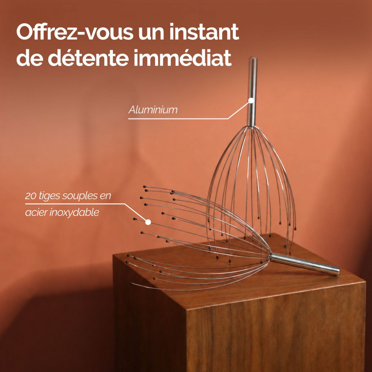 Lot de 2 masseurs de tête, cuir chevelu, relaxant à 20 doigts gris, VIVEZEN