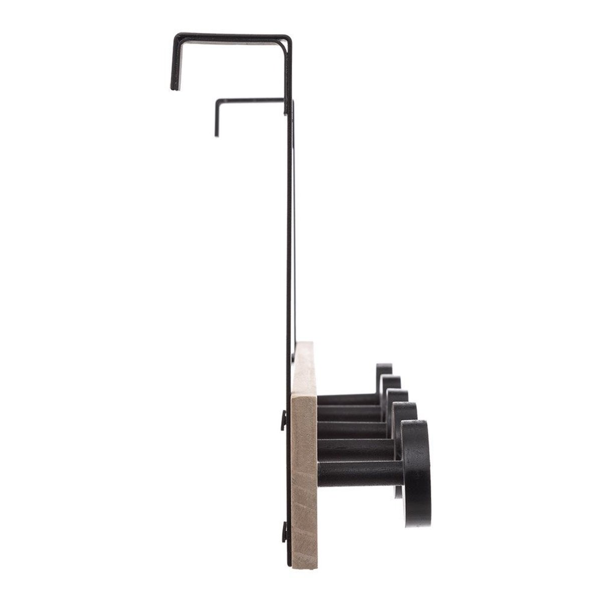 Patère De Porte Bois 5 Têtes Noir noir, ATMOSPHERA