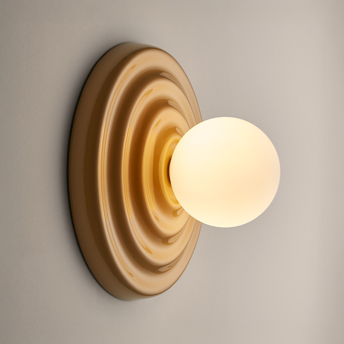 Wand- of plafondlamp, keramiek en opaline glas, diameter 24,5 cm, HOLI zand, LA REDOUTE INTERIEURS