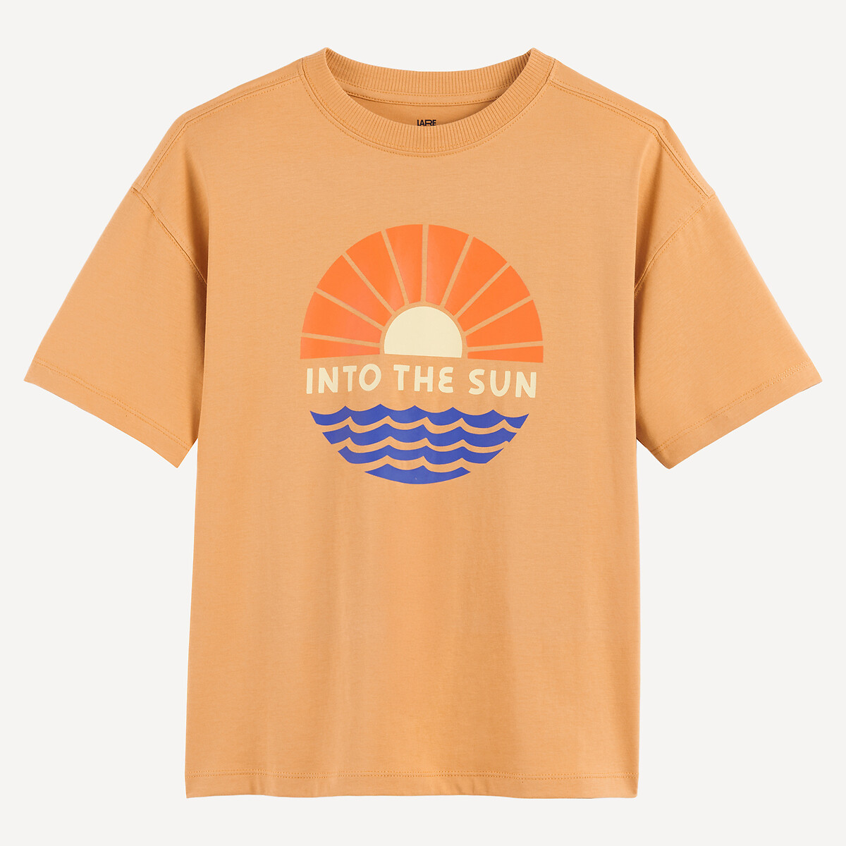 T-shirt col rond, oversize, à manches courtes, imprimé soleil orange, LA REDOUTE COLLECTIONS