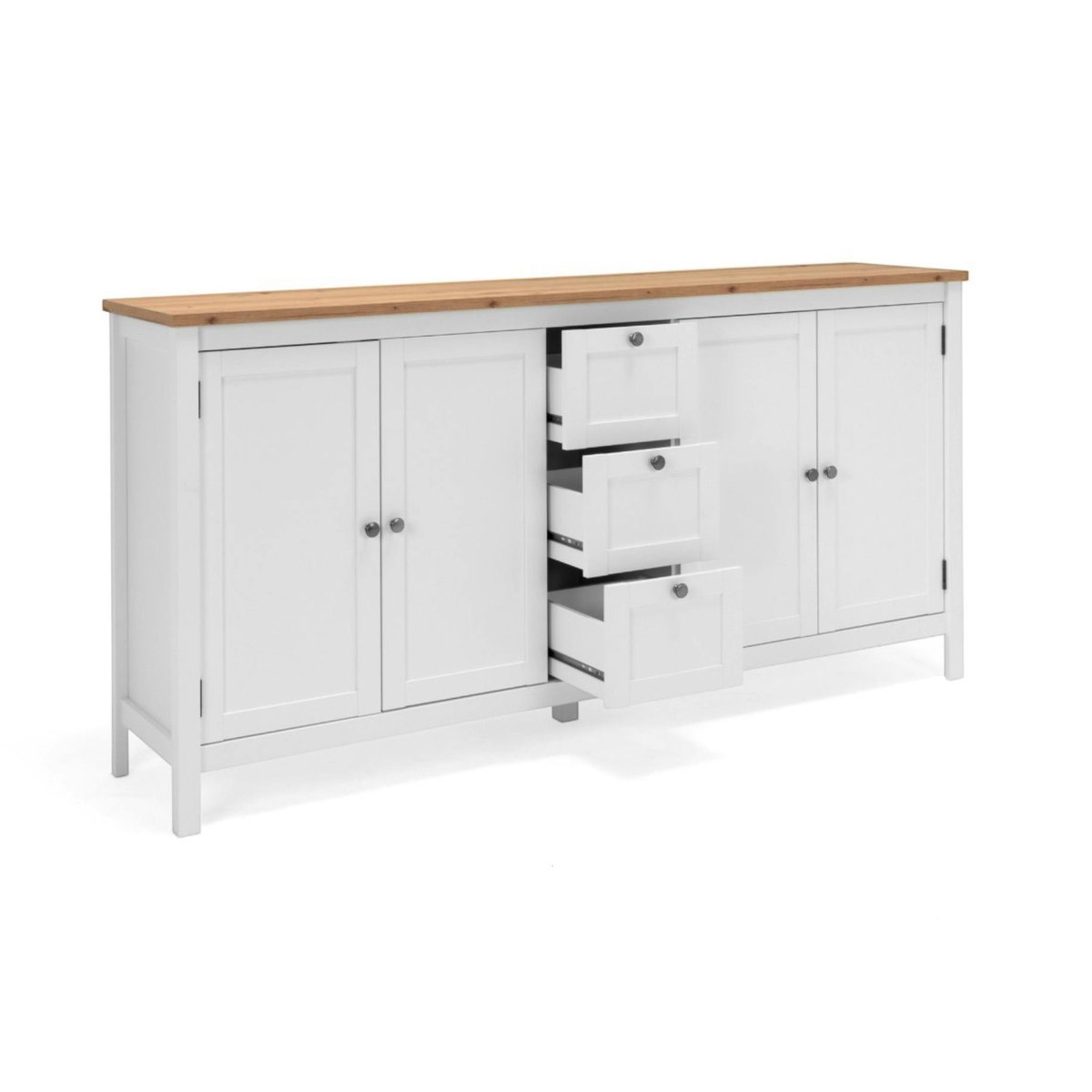 Buffet style campagne 4 portes 3 tiroirs VENZA blanc, PIER IMPORT