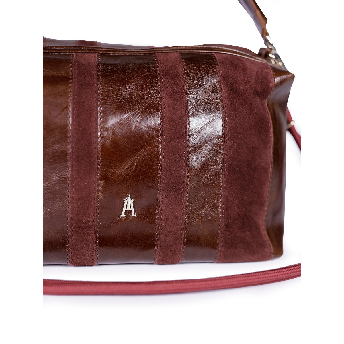 Sac en cuir à effet rayures, MINI HALO bordeaux, CRAIE STUDIO