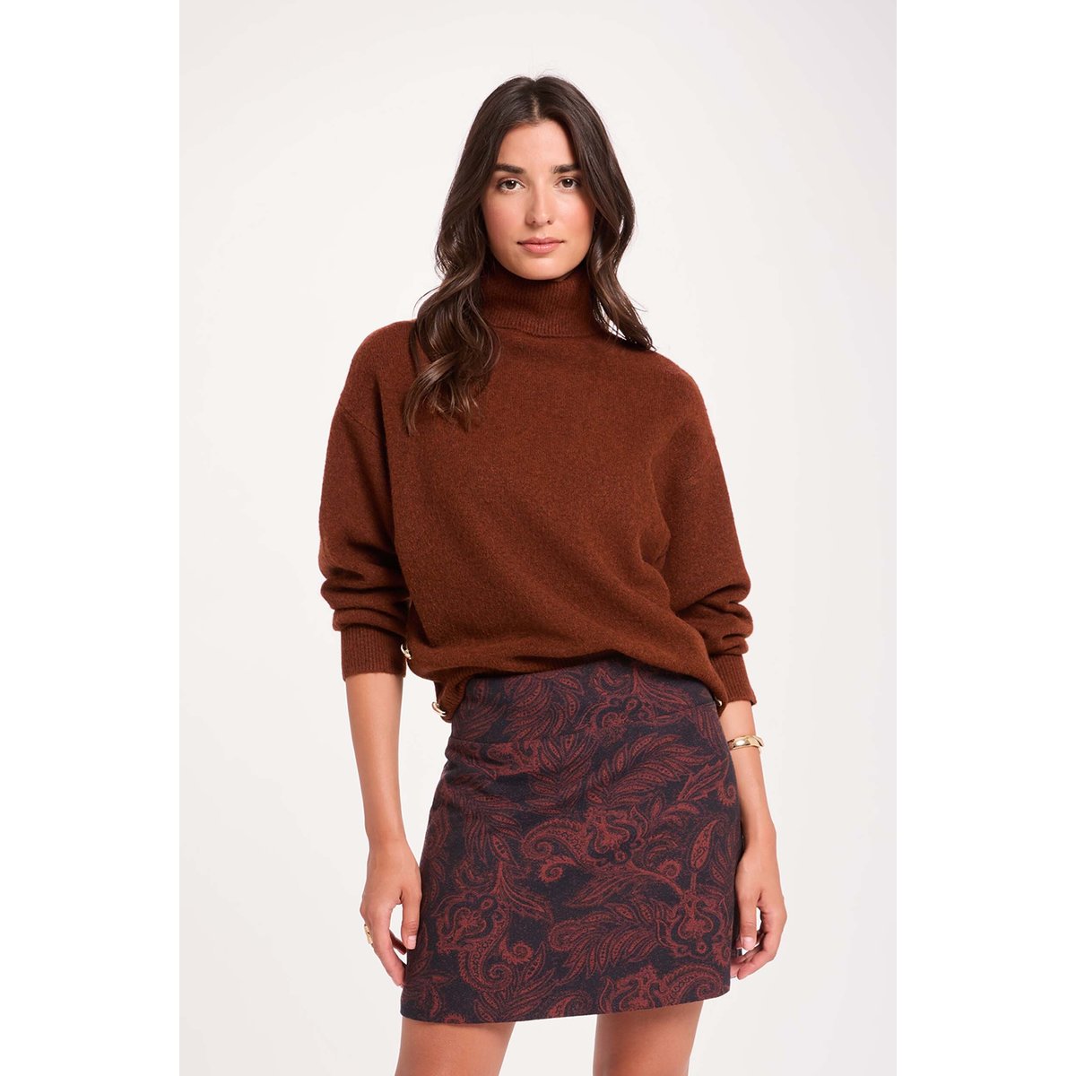 Jupe courte taille haute multicolore, MORGAN