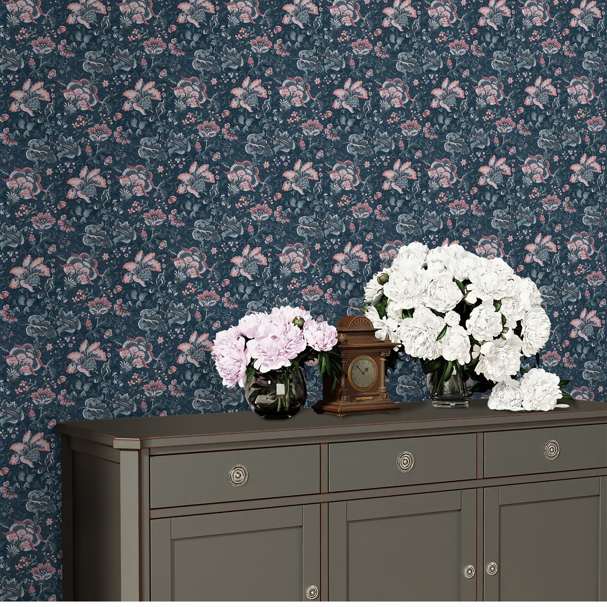 Papier peint Fleurs Portia Seaspray bleu, LAURA ASHLEY