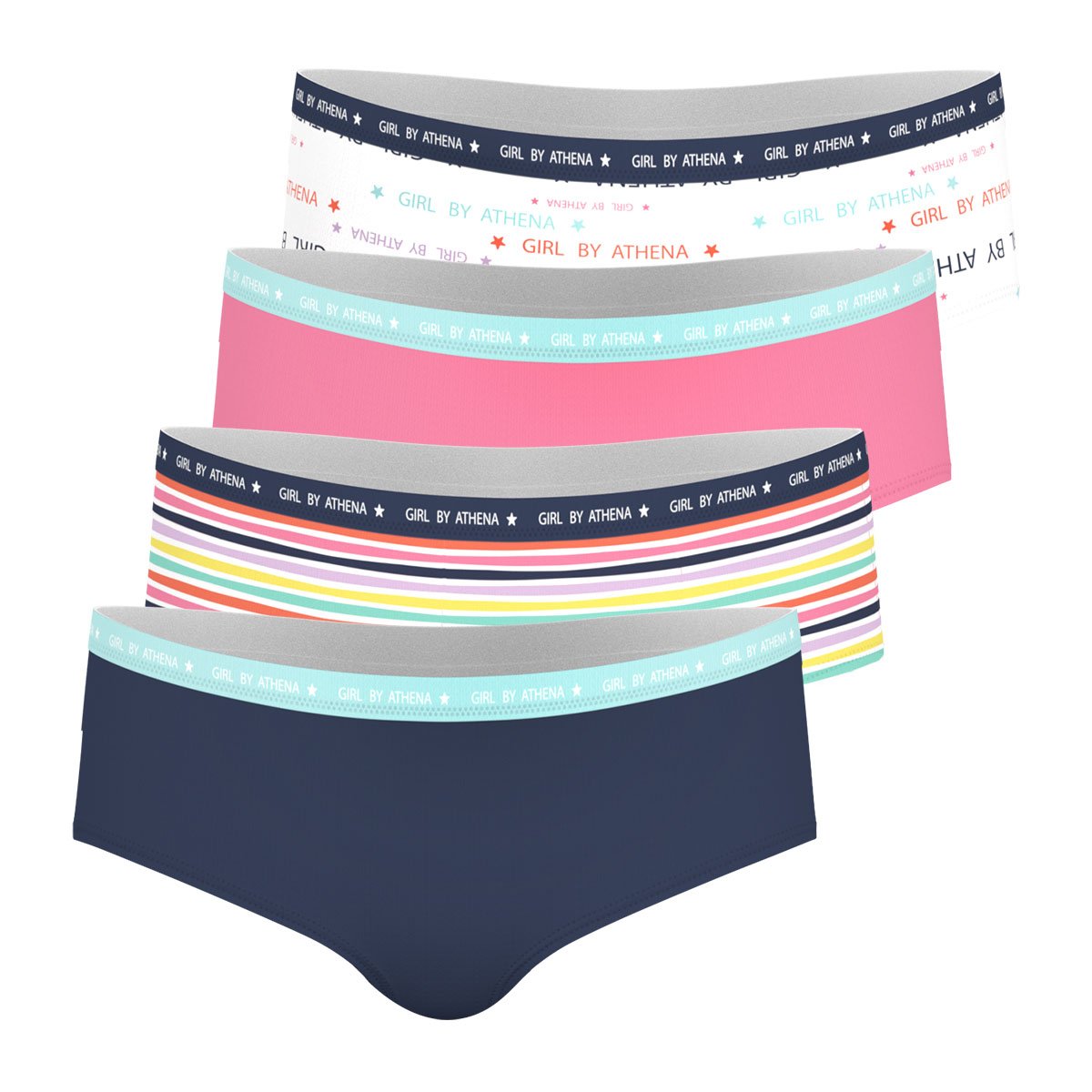 Culottes, lot de 4, MODE bleu-rose-blanc, ATHENA