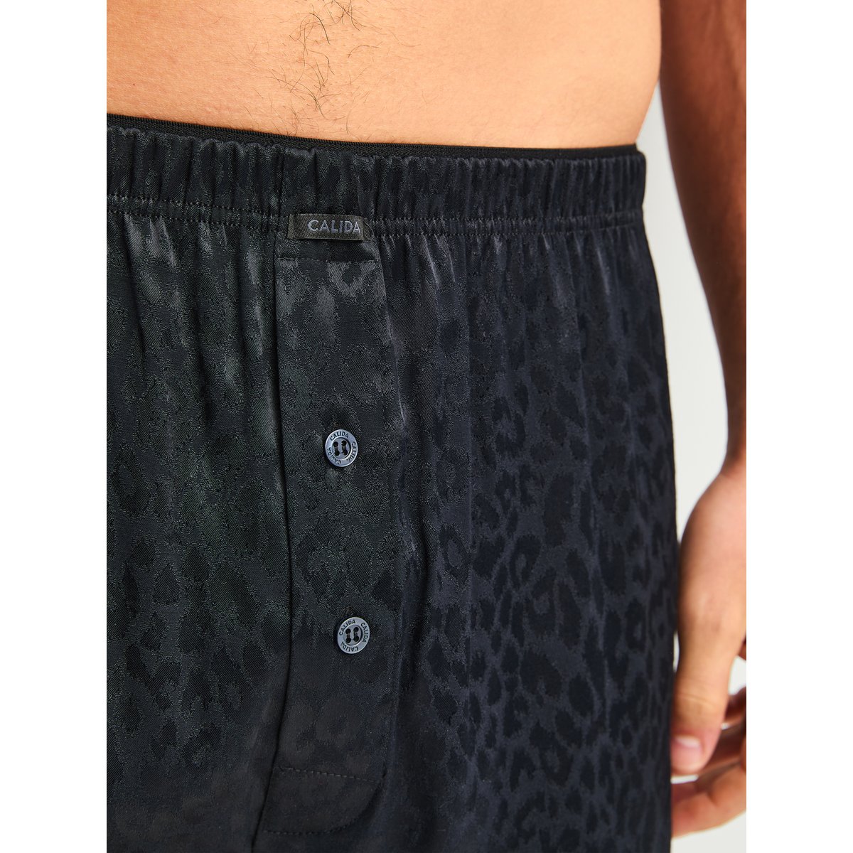 Boxer avec ouverture Viscose WOVEN JACQUARD noir, CALIDA