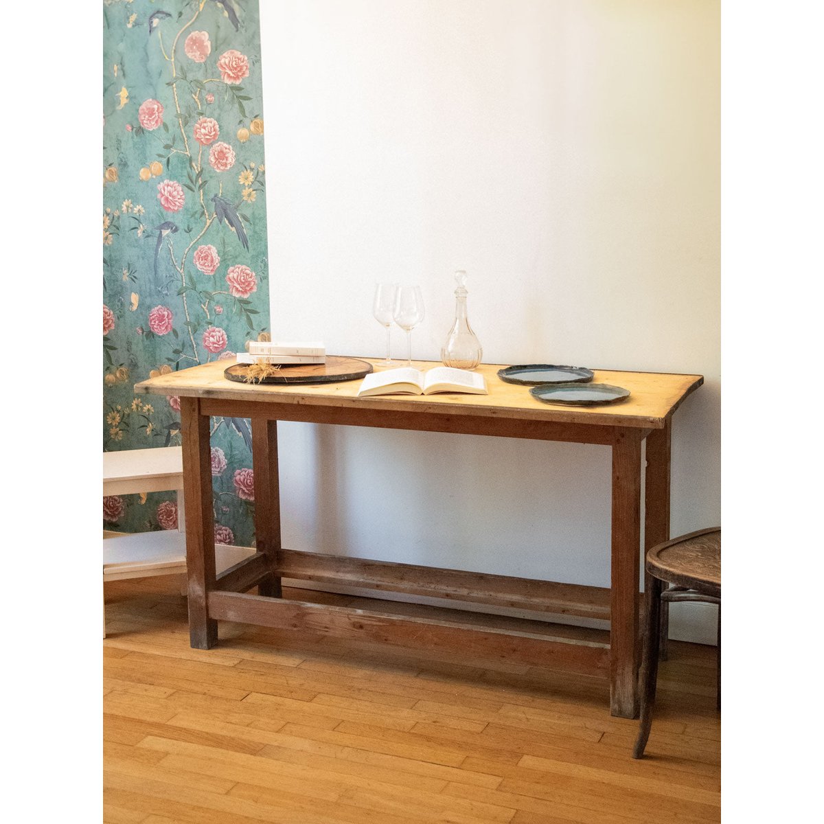 Table à manger établi Romy N°681 - Bon état bois clair, DEBONGOUT