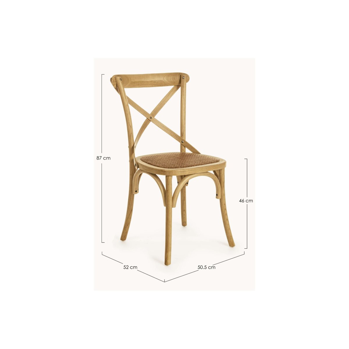Chaises bistrot en rotin (lot de 2) - ESTAMINET crème, HELLIN, DEPUIS 1862