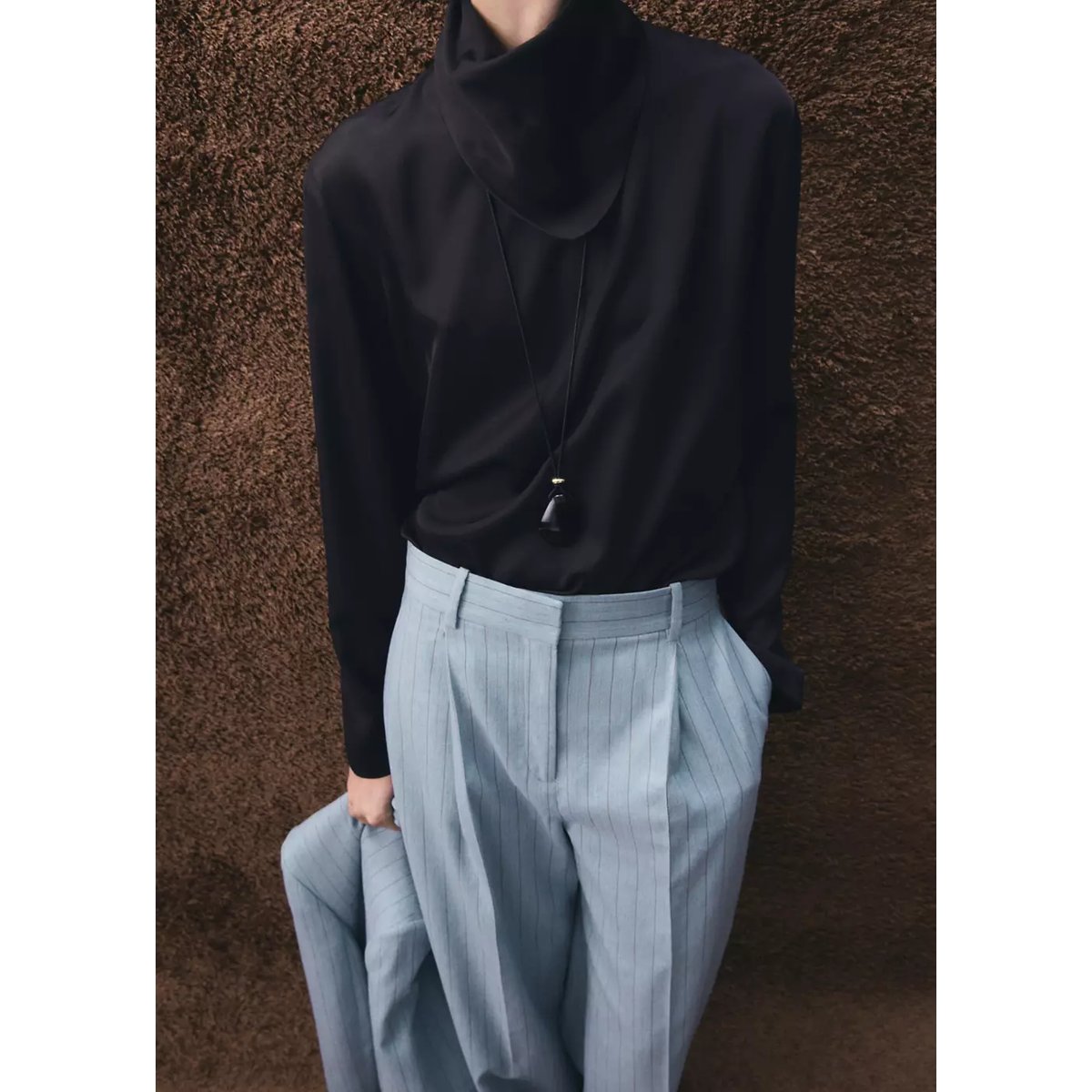 Pantalon de costume fines rayures bleu, MANGO