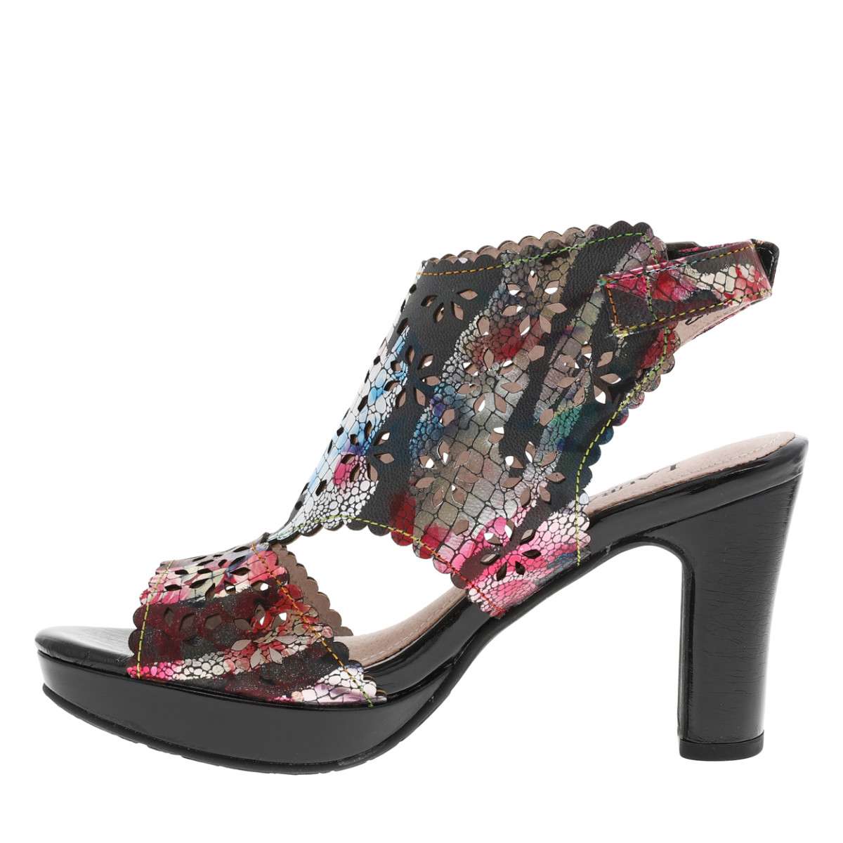 Sandales cuir talon décroché haut noir, LAURA VITA