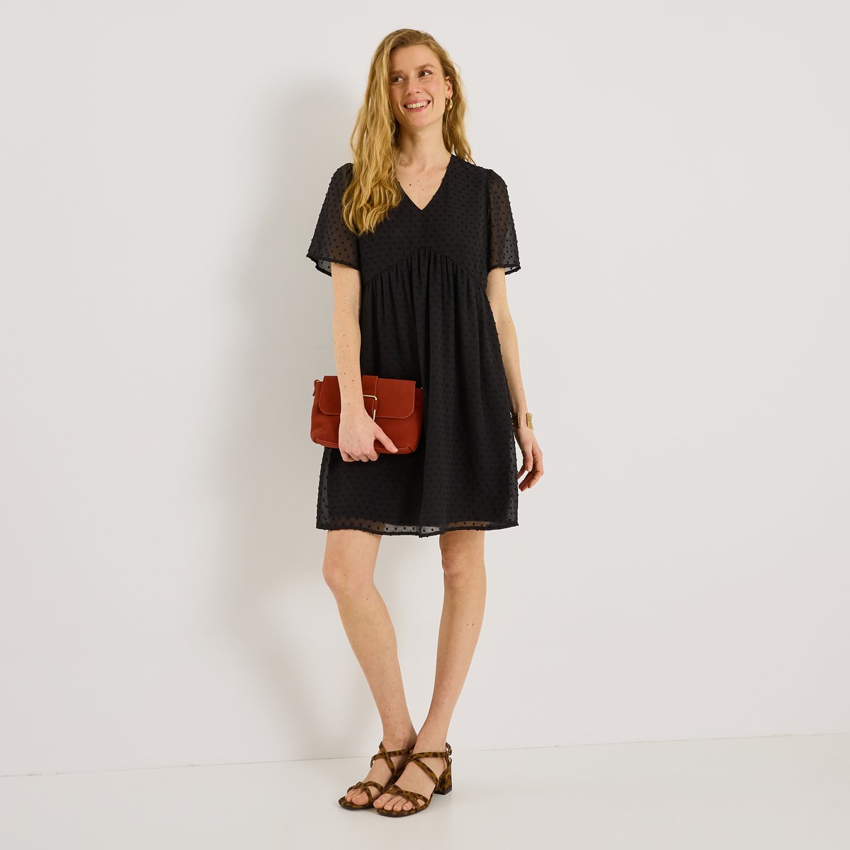 Robe courte en plumetis noir, GRAIN DE MALICE