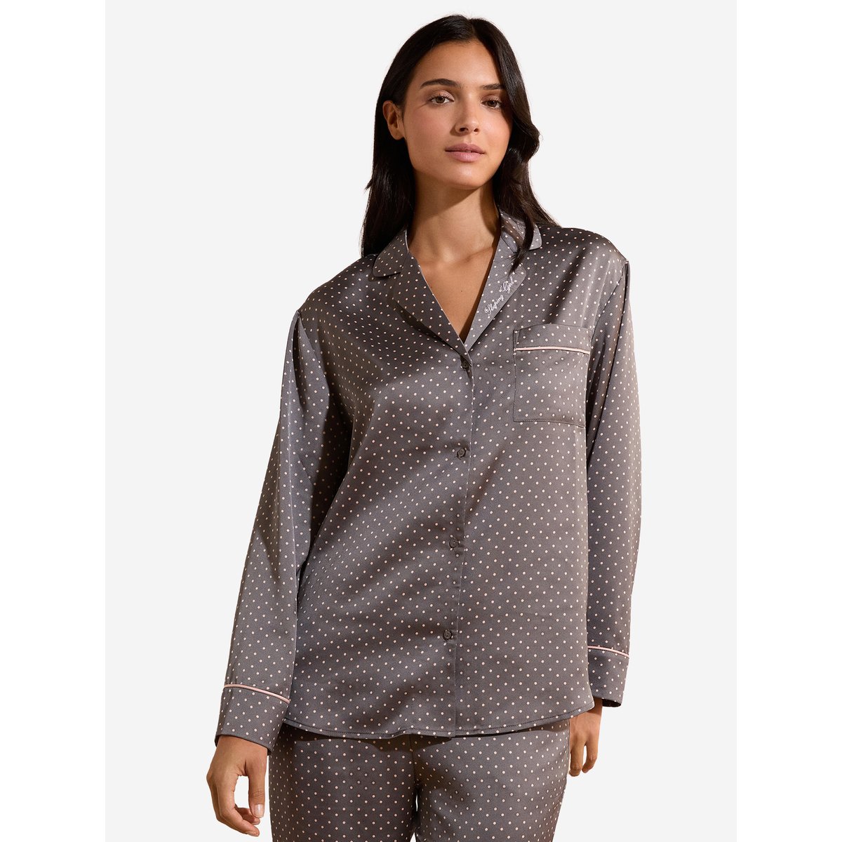Ensemble de pyjama 2 pièces satiné à pois BAHIA anthracite, ETAM