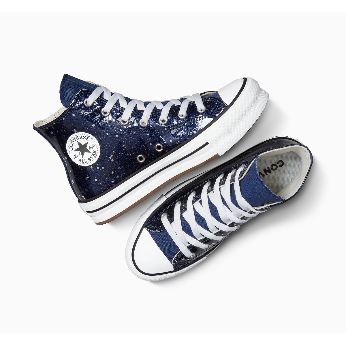 Kids All Star EVA Lift Varsity Glitter Trainers navy blue, CONVERSE