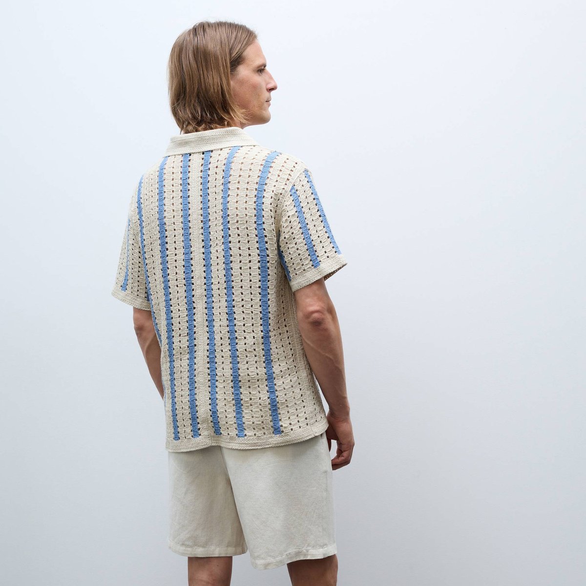 Bermuda taille élastiqué en mélange lin et coton bones, MONOPRIX