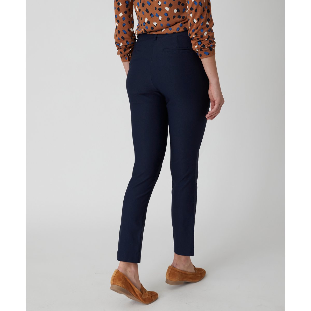 Pantalon 7/8ème toile extensible bleu marine foncé, DAMART