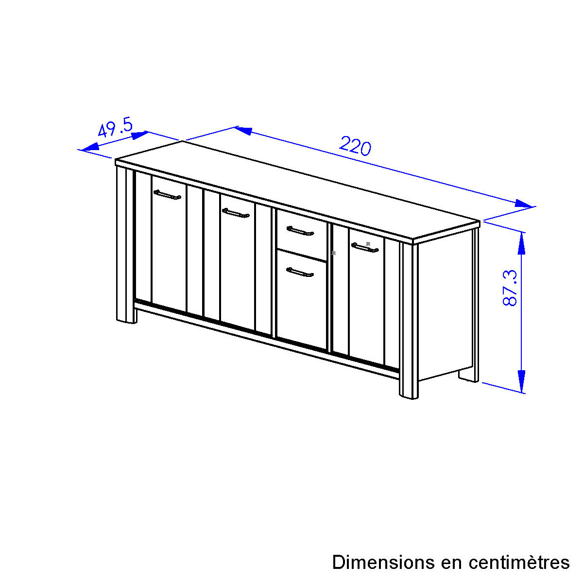 Buffet 4 portes avec finition minérale beige, GAMI