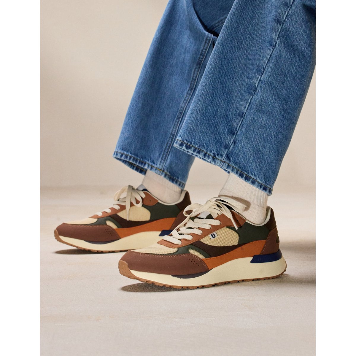 Baskets basses ANAEL marron kaki écru, ODAJE